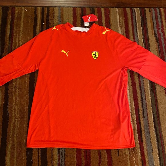 Puma Red Long Sleeve Shirt with Yellow Accents - Picture 2 of 5